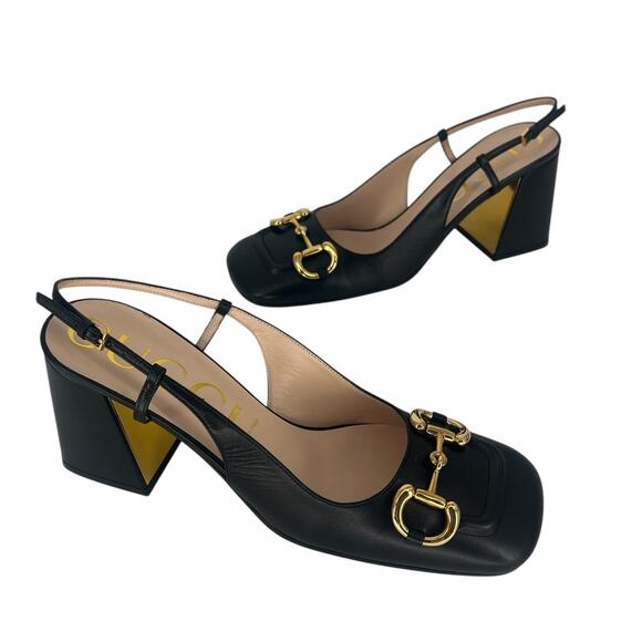 Gucci Baby Horsebit Slingback Pumps Black Leather Size 41 - Picture 7 of 16